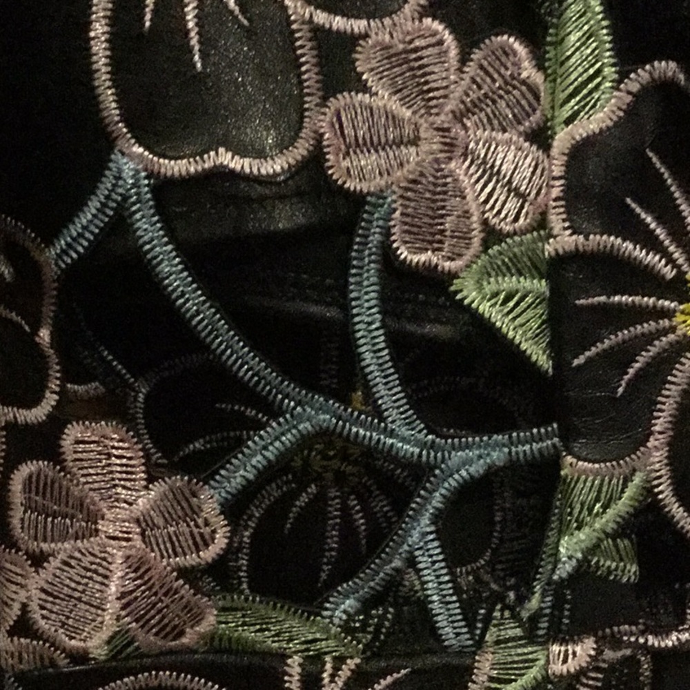 Like New Topshop Floral Appliqué & Vegan Leather Dress - Picture 12 of 15